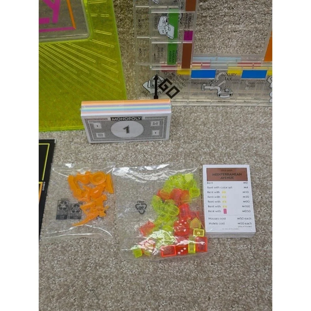 Hasbro Neon Monopoly Pop Board Game New Box Is Worn Game Not Played